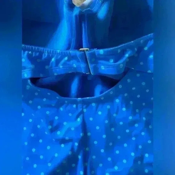 ☀️👙Spanx Bandeau Push Up One Piece Swimsuit ~ Polka ~ 14~NWT!~Removable Straps - Picture 7 of 10